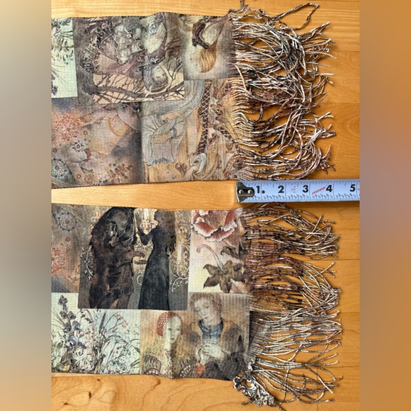 🧚NWOT Etherial Fairy Vintage Sulamith Wülfing Rare Unique Fringed Scarf 7”x 51 - Picture 6 of 17